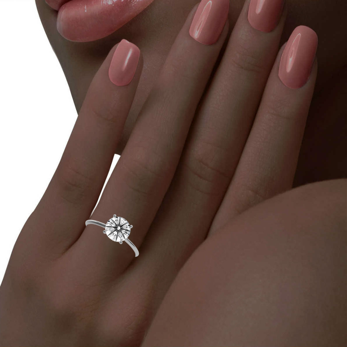 14K White Gold Reli Petitie 1.2 MM Solitaire Ring